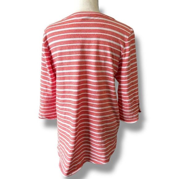 Chico's Xenergy Striped 3/4 Sleeve Shirt Red White Size 8/10 - Picture 3 of 10